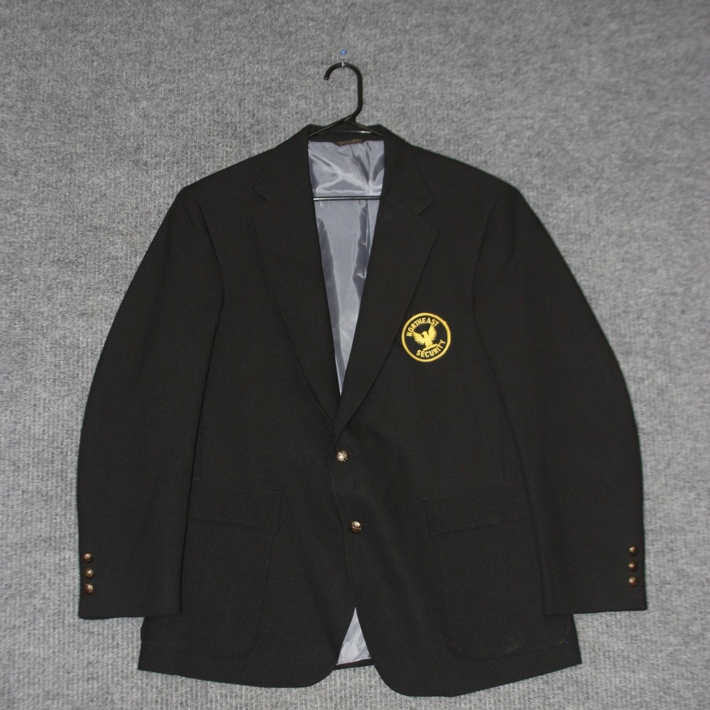 Vintage Edwards Blazer Mens‎ 42R Black NWT Northeast Security Patch Gold Buttons